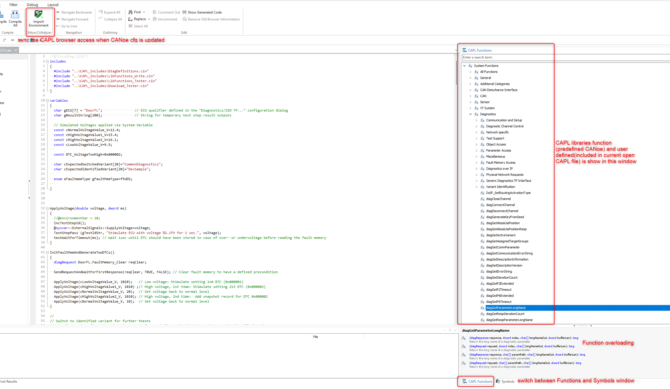 CAPL function access