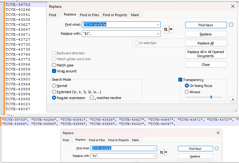 Group capturing example